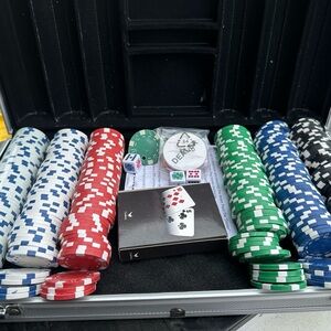 Poker Chip Set with Cards and Dice